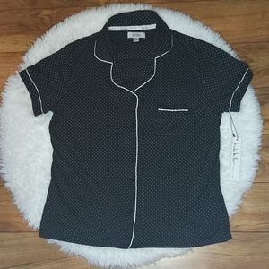 Nicole Miller polka dot button down sleep shirt